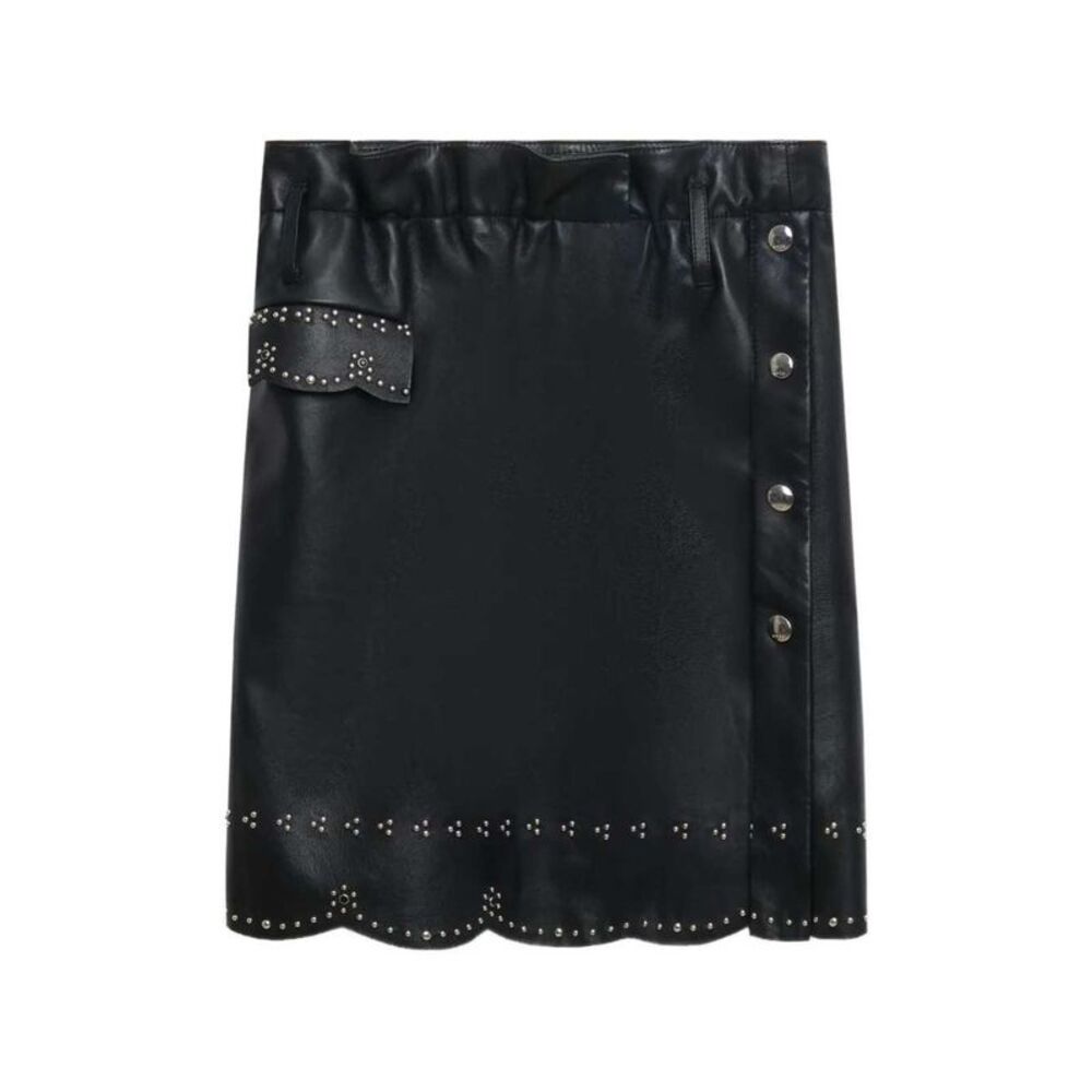 Marni Women Black Leather Skirt With Micro-Studs